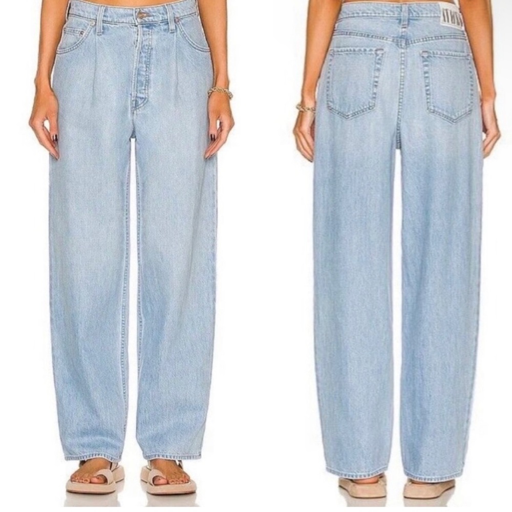 MOTHER SNACKS! Blue Just a Nibble Pleated Fun Dip Puddle Jean- 31